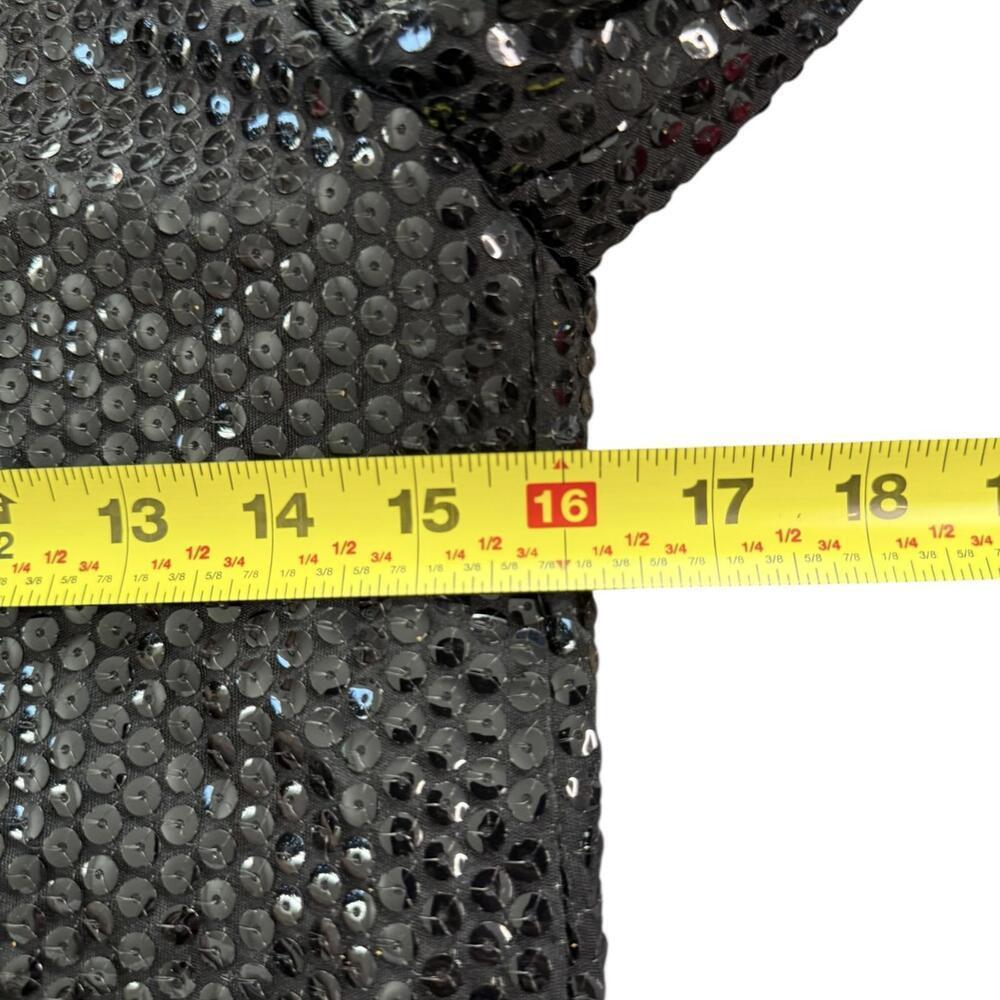 Vintage 80s Black Sequin Two Piece Set Top and Pants Sparkly Party Outfit Sz 6 - Picture 3 of 8